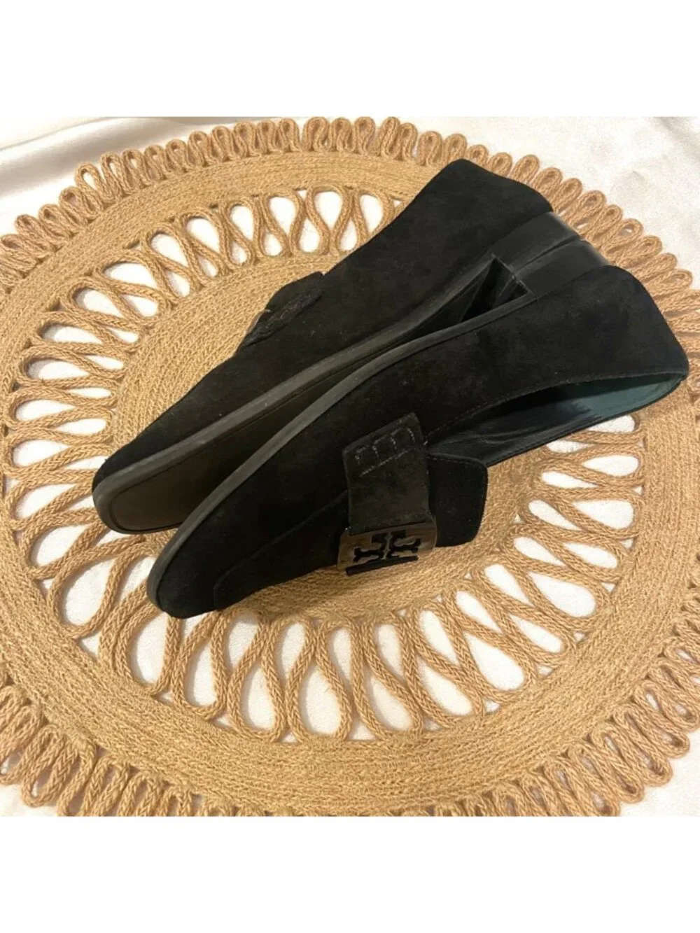 Tory Burch Georgia Loafers in Perfect Black Suede Size 7.5 Old Money Chic